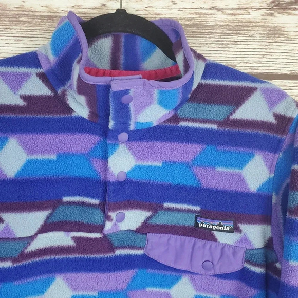 Patagonia Synchilla Womens Small Purple Guatemalan Tango Aztec Snap-T Pullover - Picture 5 of 10